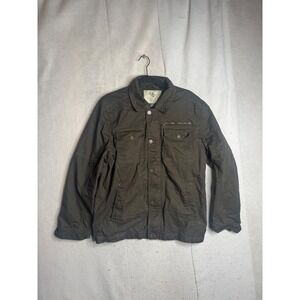 Wenven Mens Olive Brown Cotton Military Field Utility Jacket Size Medium